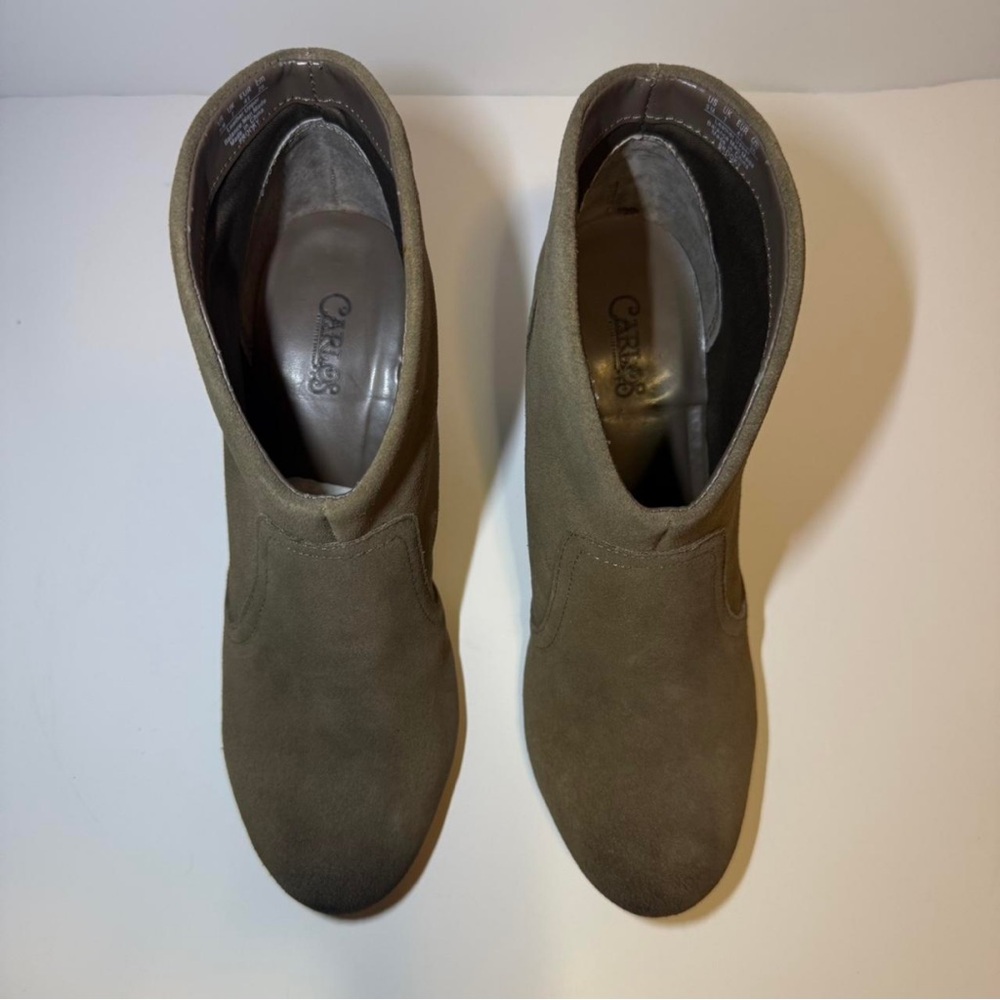 Carlos by Carlos Santana Olive Green Suede Heeled Ankle Boots